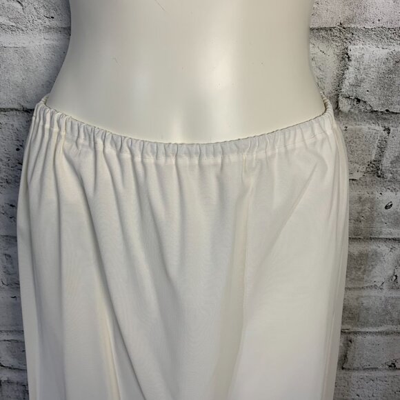 Vintage Slip Skirt Small White Embroidered Lace Slit Hem Knee Length - Picture 4 of 11